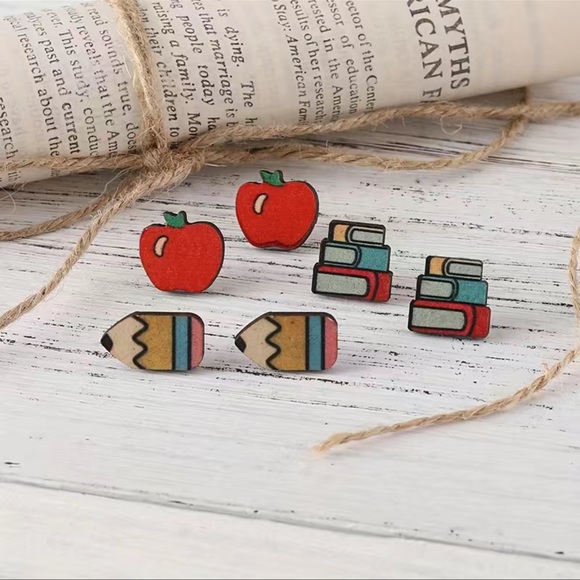 Teacher, Back to School Earrings - 3 pairs - Picture 4 of 5